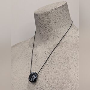 snowflake obsidian Tumblestone Crystal Gemstone Corded Pendant Necklace Unisex